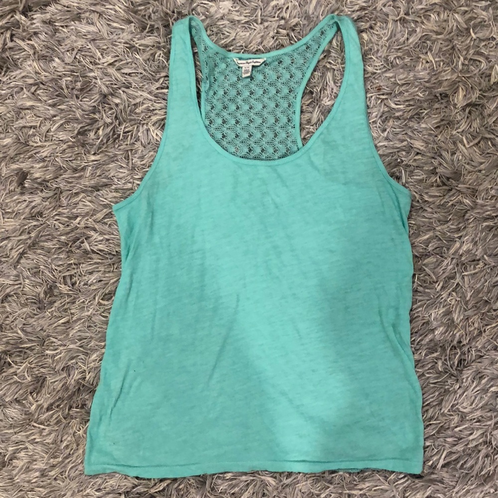AE Light Blue Lace Back Tank Top (Size XL)